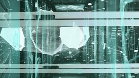 Animation of scope scanning and data processing over tech room with computer servers. Global data processing connections technology and digital interface concept digitally generated image. - Powered by Shutterstock - Get 15% off with code: PIKWIZARD15