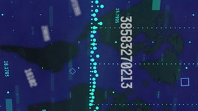 Animation of numbers, world map and financial data on digital screen. Global finance, economy, data processing and technology concept digitally generated video. - Powered by Shutterstock - Get 15% off with code: PIKWIZARD15