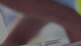 Animation of lines and data processing over hands of caucasian woman using smartphone. Data processing, communication and technology devices concept digitally generated video. - Powered by Shutterstock - Get 15% off with code: PIKWIZARD15