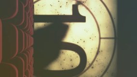 Animation of retro movie countdown in circle at empty cinema theater with red chairs and curtains. Digitally generated, hologram, film industry, screen, entertainment, timer and technology concept. - Powered by Shutterstock - Get 15% off with code: PIKWIZARD15