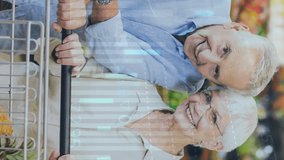 Animation of financial data and graphs over happy caucasian senior couple in market. Shopping, food, finance and economy concept digitally generated video. - Powered by Shutterstock - Get 15% off with code: PIKWIZARD15
