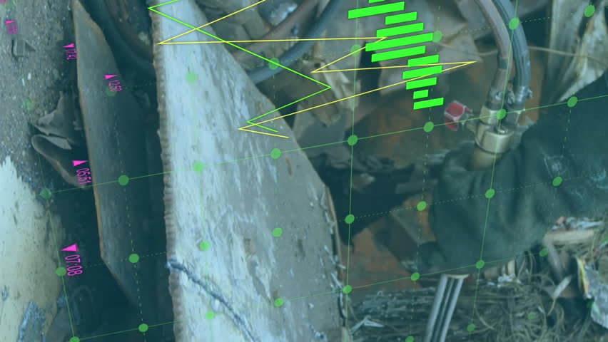 Animation of data processing over rubbish dump. Global business, ecology and digital interface concept digitally generated video. - Powered by Shutterstock - Get 15% off with code: PIKWIZARD15