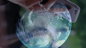 Animation of financial data processing and globe over caucasian woman using smartphone. Global business, finances and digital interface concept digitally generated video. - Powered by Shutterstock - Get 15% off with code: PIKWIZARD15