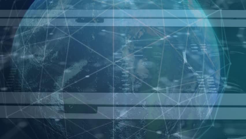 Animation of globe, connected dots, up arrow, computer language, graphs over data server racks. Digital composite, growth, coding, globalization, network security, report, technology, data center. - Powered by Shutterstock - Get 15% off with code: PIKWIZARD15