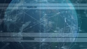 Animation of globe, connected dots, up arrow, computer language, graphs over data server racks. Digital composite, growth, coding, globalization, network security, report, technology, data center. - Powered by Shutterstock - Get 15% off with code: PIKWIZARD15