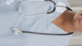 Animation of data processing and chemical formula over female doctor smiling. Global medicine and digital interface concept digitally generated video. - Powered by Shutterstock - Get 15% off with code: PIKWIZARD15