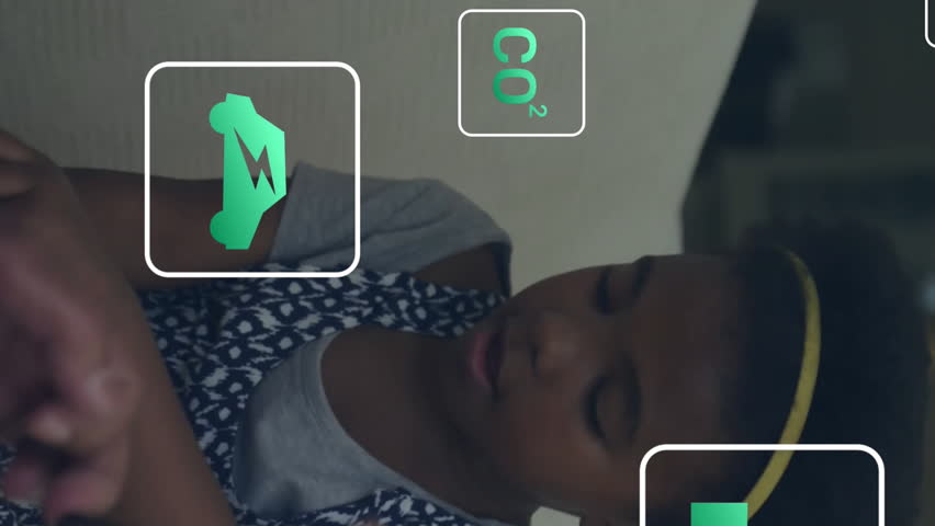 Animation of eco icons and data processing over african american woman with girl using smartphone. Global green energy, connections, computing and data processing concept digitally generated video. - Powered by Shutterstock - Get 15% off with code: PIKWIZARD15
