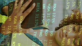Animation of financial data processing over female architect using tablet. Global finance, business, connections, computing and data processing concept digitally generated video. - Powered by Shutterstock - Get 15% off with code: PIKWIZARD15