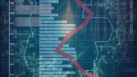Analyzing financial data, animation of fluctuating graphs with world map overlay. Finance, economy, investment, analytics, global, visualization - Powered by Shutterstock - Get 15% off with code: PIKWIZARD15