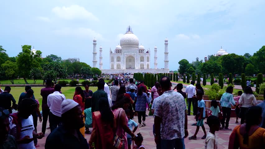 Agra, Uttar Pradesh, India, June 15 2025, A View of Taj Mahal Time-lapse And Slow-motion