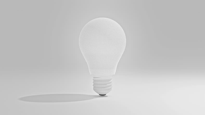 Light bulb animation. Revealing the interior of a white light bulb with rotating holographic brain. Brain working shows creative work. Minimal idea concept. 3D Render. - Powered by Shutterstock - Get 15% off with code: PIKWIZARD15