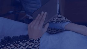 Animation of 5g icons over businesswoman using tablet talking on smartphone. Network, connection, business and communication, digitally generated video. - Powered by Shutterstock - Get 15% off with code: PIKWIZARD15