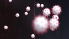 Animation of data processing and covid 19 virus cells. Global pandemic, business, connections, computing and data processing concept digitally generated video. - Powered by Shutterstock - Get 15% off with code: PIKWIZARD15