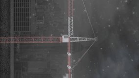 Animation of crane and data processing over cityscape. Global business, computing and digital interface concept digitally generated video. - Powered by Shutterstock - Get 15% off with code: PIKWIZARD15