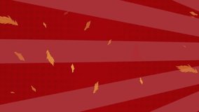 Animation of fall leaves over user icons and red striped background. Social media, communication and technology concept digitally generated video. - Powered by Shutterstock - Get 15% off with code: PIKWIZARD15