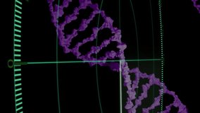 Animation of dna strand and clock over dark background. Global data processing concept digitally generated video. - Powered by Shutterstock - Get 15% off with code: PIKWIZARD15