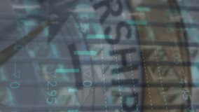 Animation of financial data processing over clock. Global business and data processing concept digitally generated video. - Powered by Shutterstock - Get 15% off with code: PIKWIZARD15