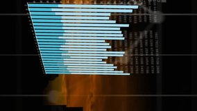 Animation of statistical data processing against thunderstorm over silhouette of cityscape. Computer interface and business data technology concept - Powered by Shutterstock - Get 15% off with code: PIKWIZARD15