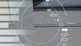 Animation of scope scanning and diagrams over caucasian businesswoman talking on smartphone. Global business and digital interface concept digitally generated video. - Powered by Shutterstock - Get 15% off with code: PIKWIZARD15