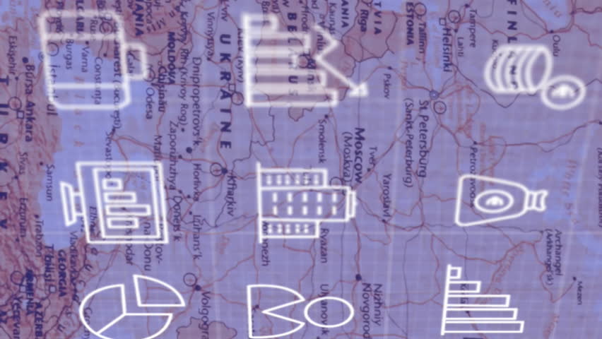 Animation of business icons and financial data processing over world map. Global finance, business, connections, computing and data processing concept digitally generated video. - Powered by Shutterstock - Get 15% off with code: PIKWIZARD15