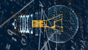 Animation of light bulbs over mathematical equations on blue background. Global technology, science, computing and digital interface concept digitally generated video. - Powered by Shutterstock - Get 15% off with code: PIKWIZARD15