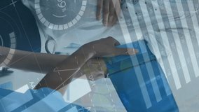 Animation of data processing over diverse female doctor and patient in hospital. Medicine, healthcare, hospital, computing and digital interface concept digitally generated video. - Powered by Shutterstock - Get 15% off with code: PIKWIZARD15