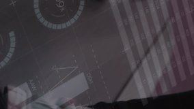 Animation of financial data processing over man walking on treadmill. Global finances, sports, computing and digital interface concept digitally generated video. - Powered by Shutterstock - Get 15% off with code: PIKWIZARD15