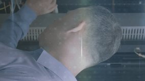 Animation of data processing with cyber attack warning over technician and caucasian man in server. Global connections business digital interface technology and networking concept digitally generated - Powered by Shutterstock - Get 15% off with code: PIKWIZARD15