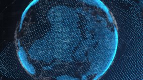 Animation of digital data processing over globe. Global computing, connections, data processing and digital interface concept digitally generated video. - Powered by Shutterstock - Get 15% off with code: PIKWIZARD15