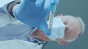 Animation of chemical formula over caucasian male doctor wearing face mask. Global medicine, science and digital interface concept digitally generated video. - Powered by Shutterstock - Get 15% off with code: PIKWIZARD15