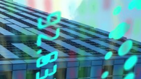 Animation of financial data over buildings and world map. Global finance, economy, data processing, network and technology concept digitally generated video. - Powered by Shutterstock - Get 15% off with code: PIKWIZARD15