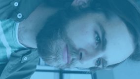 Animation of stock market data processing against thoughtful caucasian man at office. Global economy and business technology concept - Powered by Shutterstock - Get 15% off with code: PIKWIZARD15