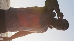 Animation of notification bars, african american athlete adjusting headphone and checking smartwatch. Digital composite, multiple exposure, business, sports, training and social media reminder. - Powered by Shutterstock - Get 15% off with code: PIKWIZARD15