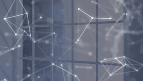 Animation of technology icons and connections over office window. global network, data processing, business and digital interface concept digitally generated video. - Powered by Shutterstock - Get 15% off with code: PIKWIZARD15