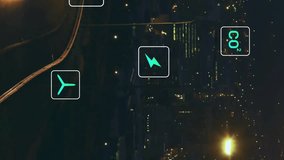 Animation of network of eco icons over cityscape. Global environment, connections, computing and data processing concept digitally generated video. - Powered by Shutterstock - Get 15% off with code: PIKWIZARD15