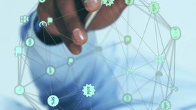 Animation of globe of network of connections with icons over afrcian american man using smartphone. Global connections, computing and data processing concept digitally generated video. - Powered by Shutterstock - Get 15% off with code: PIKWIZARD15