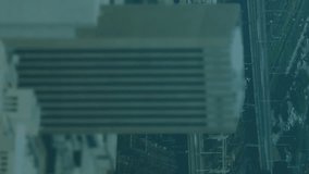 Animation of padlock icon with icons and computer circuit board over cityscape. Global technology, computing, online security and digital interface concept digitally generated video. - Powered by Shutterstock - Get 15% off with code: PIKWIZARD15