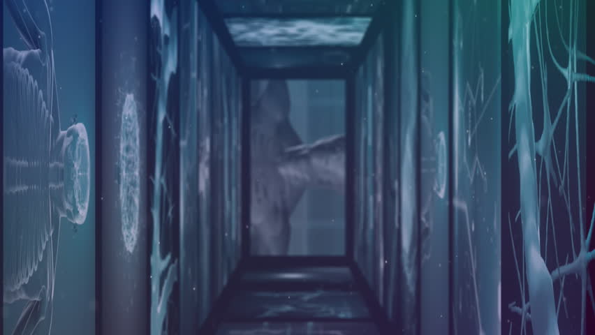 DNA strand and scientific data processing animation over futuristic laboratory background. Biotechnology, genetics, data analysis, research, bioinformatics, DNA sequencing - Powered by Shutterstock - Get 15% off with code: PIKWIZARD15