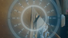 Animation of scope scanning with digital screens over man paying with smartwatch. digital interface, global connection and communication concept digitally generated video. - Powered by Shutterstock - Get 15% off with code: PIKWIZARD15