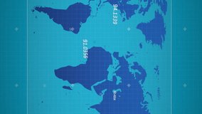 Animation of scope scanning with numbers changing over world map on blue background. digital interface, connection and communication concept digitally generated video. - Powered by Shutterstock - Get 15% off with code: PIKWIZARD15