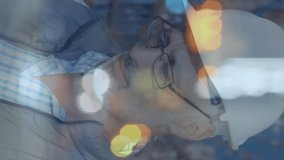 Animation of data processing over smiling man working in warehouse shipping centre. global shipping, delivery and online shopping concept digitally generated video. - Powered by Shutterstock - Get 15% off with code: PIKWIZARD15