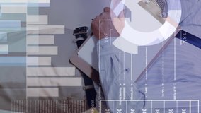 Financial and statistical data processing against male supervisor checking stock in warehouse. global finance and business concept - Powered by Shutterstock - Get 15% off with code: PIKWIZARD15