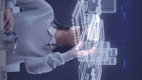 Animation of processor spinning and markers flickering over woman wearing vr headset. global virtual reality, technology and digital interface concept digitally generated video. - Powered by Shutterstock - Get 15% off with code: PIKWIZARD15