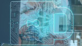 Animation of data and online security padlock over worried senior caucasian couple using laptop. global connections, digital interface and technology concept digitally generated video. - Powered by Shutterstock - Get 15% off with code: PIKWIZARD15