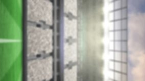 Animation of failing shapes and glowing lights over football stadium. World cup soccer concept digitally generated video. - Powered by Shutterstock - Get 15% off with code: PIKWIZARD15