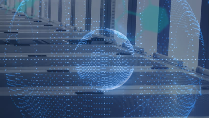 Animation of data processing and globe over server room. Global business and digital interface concept digitally generated video - Powered by Shutterstock - Get 15% off with code: PIKWIZARD15