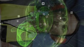 Animation of mathematical equations and digital brain over caucasian woman in server room. Global technology, online security and digital interface concept digitally generated video. - Powered by Shutterstock - Get 15% off with code: PIKWIZARD15