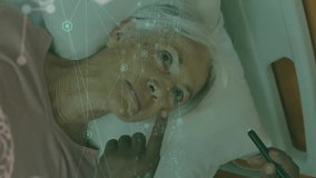 Animation of medical data over african american male doctor with female patient. Global medicine, healthcare, digital interface, computing and data processing concept digitally generated video. - Powered by Shutterstock - Get 15% off with code: PIKWIZARD15