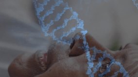 Animation of dna strands and chemical formula over nurse and senior patient taking drip. Medicine, science and digital interface concept, digitally generated video. - Powered by Shutterstock - Get 15% off with code: PIKWIZARD15