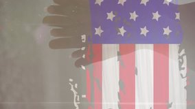 American flag with glitch effect against mid section of couple holding hands at the beach. american independence patriotic holiday concept - Powered by Shutterstock - Get 15% off with code: PIKWIZARD15